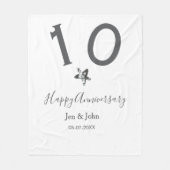 Glücklicher 10-jähriger Jubiläumsname Datum grauer Fleecedecke (Vorderseite)