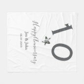 Glücklicher 10-jähriger Jubiläumsname Datum grauer Fleecedecke (Vorderseite (Horizontal))