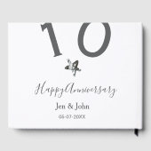 Glücklicher 10-jähriger Jubiläumsname Datum grauer Gästebuch (Rückseite)