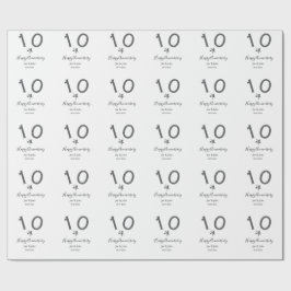 Glücklicher 10-jähriger Jubiläumsname Datum grauer Geschenkpapier