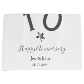 Glücklicher 10-jähriger Jubiläumsname Datum grauer Große Geschenktüte (Vorderseite)