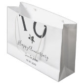 Glücklicher 10-jähriger Jubiläumsname Datum grauer Große Geschenktüte (Vorderseite Schrägansicht)