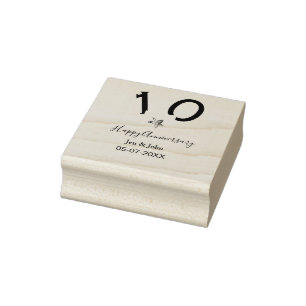 Glücklicher 10-jähriger Jubiläumsname Datum grauer Gummistempel