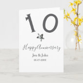 Glücklicher 10-jähriger Jubiläumsname Datum grauer Karte (Gelbe Blume)