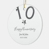 Glücklicher 10-jähriger Jubiläumsname Datum grauer Keramik Ornament (Links)