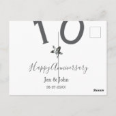 Glücklicher 10-jähriger Jubiläumsname Datum grauer Postkarte (Rückseite)