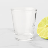 Glücklicher 10-jähriger Jubiläumsname Datum grauer Schnapsglas (Links)