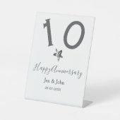 Glücklicher 10-jähriger Jubiläumsname Datum grauer Sockelschild (Vorderseite)