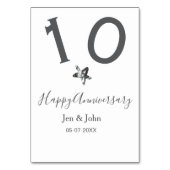 Glücklicher 10-jähriger Jubiläumsname Datum grauer Tischnummer (Vorderseite)