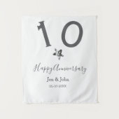 Glücklicher 10-jähriger Jubiläumsname Datum grauer Wandteppich (Vorderseite)
