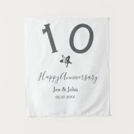 Glücklicher 10-jähriger Jubiläumsname Datum grauer Wandteppich