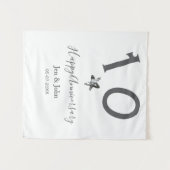 Glücklicher 10-jähriger Jubiläumsname Datum grauer Wandteppich (Vorderseite (Horizontal))