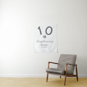 Glücklicher 10-jähriger Jubiläumsname Datum grauer Wandteppich (Beispiel)