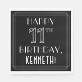 GLÜCKLICHER 11. GEBURTSTAG; Art-Déco-Stil; Individ Serviette (Vorderseite)