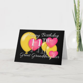 Glücklicher 11. Geburtstag groß - Enkelin Karte