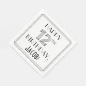 GLÜCKLICHER 12. GEBURTSTAG; Art-Déco-Stil; Individ Serviette (Ecke)