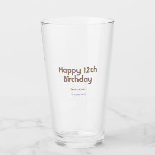glücklicher 12. Geburtstag blau goldener Name Datu Glas