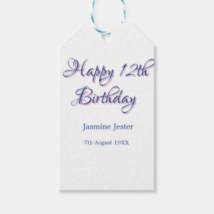 glücklicher 12. Geburtstag blau pink Name Datum ei Geschenkanhänger