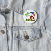 Glücklicher 12. Geburtstag mit Kuchen, Ballonen Button (Beispiel)