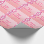 Glücklicher 13. Geburtstag, rosa Ballone, Geschenkpapier (Ecke)