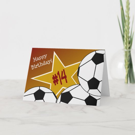Glücklicher 14. Geburtstag, Fußballstar! Karte (Vorderseite)