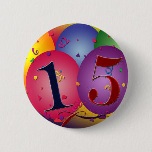 Glücklicher 15. Geburtstag Button