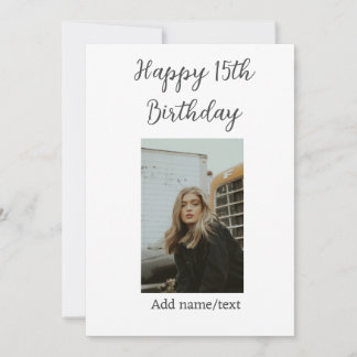 Glücklicher 15. Geburtstag hinzufügen Namen Foto T Einladung