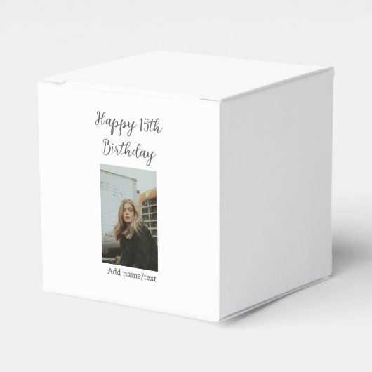 Glücklicher 15. Geburtstag hinzufügen Namen Foto T Geschenkschachtel (Vorderseite)