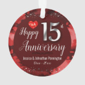 Glücklicher 15. Hochzeitstag Ornament (Rückseite)