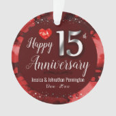 Glücklicher 15. Hochzeitstag Ornament (Vorderseite)