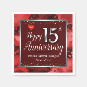 Glücklicher 15. Hochzeitstag Serviette