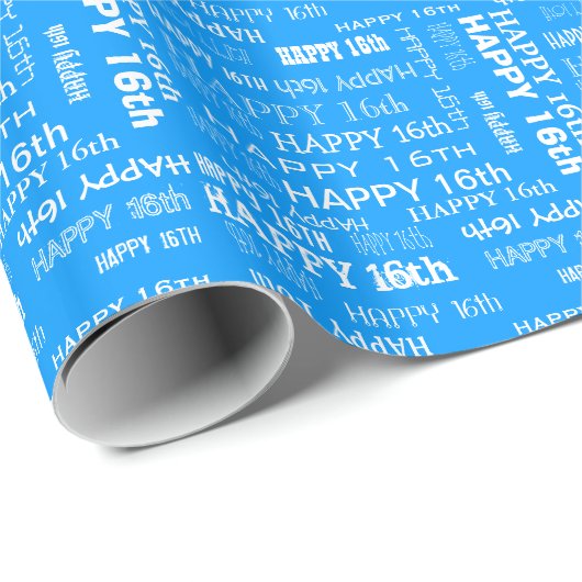 Glücklicher 16. blauer Geburtstag Geschenkpapier (Rolleneckpunkt)