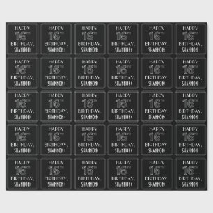 GLÜCKLICHER 16. GEBURTSTAG; Art-Déco-Stil mit Indi Geschenkpapier