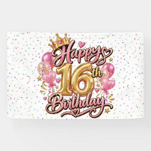 Glücklicher 16. Geburtstag Banner (Horizontal)