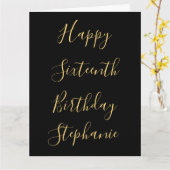 Glücklicher 16. Geburtstag Individuelle Name Gold  Karte (Gelbe Blume)