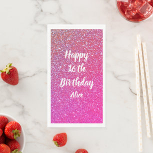Glücklicher 16. Geburtstag Name Rosa Rose Gold Gli Serviette