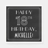 GLÜCKLICHER 18. GEBURTSTAG; Art-Déco-Stil; Individ Serviette (Vorderseite)