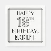 GLÜCKLICHER 18. GEBURTSTAG; Art-Déco-Stil; Individ Serviette (Vorderseite)