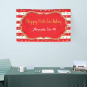 Glücklicher 18. Geburtstag Banner Red Gold Glitzer (Messeveranstaltung)
