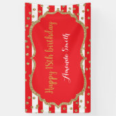 Glücklicher 18. Geburtstag Banner Red Gold Glitzer (Vertikal)