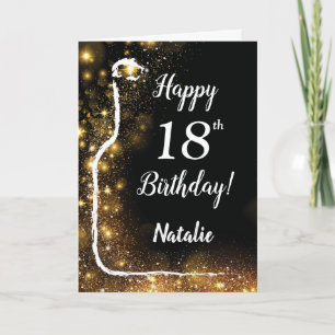 Glücklicher 18. Geburtstag Glitzer Wein aus Schwar Karte