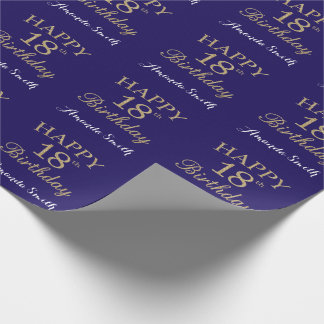 Glücklicher 18. Geburtstag Gold Glitzer und Navy B Geschenkpapier