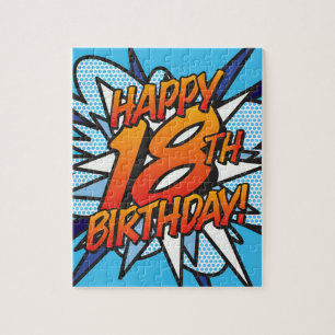 GLÜCKLICHER 18. GEBURTSTAG Lustiges Retro-Comic-Bo Puzzle