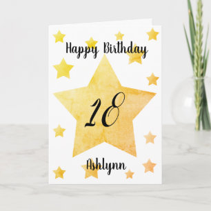 Glücklicher 18. Geburtstag mit goldenen Wasserfarb Karte