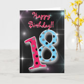 Glücklicher 18. Geburtstag Spaß & helle Polka Punk Karte (Gelbe Blume)