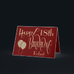 Glücklicher 18. Geburtstagsname Burgund Gold Karte<br><div class="desc">Ein elegantes Design der stilvollen Typografie in maskulinen Farbschema aus Bordeaux und Gold zu wünschen ein Happy 18. Glücklich Geburtstag ist Set in einer verzierten Schrift Typografie in Gold, und das Alter ist in einer koordinierenden Schrift. Personalisieren Sie den Namen Ihres Empfängers und die Nachricht ganz einfach in Ihren eigenen...</div>