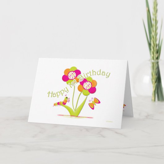 Glücklicher 1. Geburtstag Caterpiller - Karte (Vorderseite)