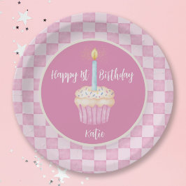 Glücklicher 1. Geburtstag Cupcake Pappteller
