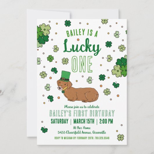 Glücklicher 1 März Erster Geburtstag Einladung (Vorderseite)