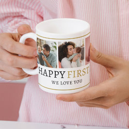 Glücklicher 1. Muttertag Schwarz und Gold 5 Foto Kaffeetasse